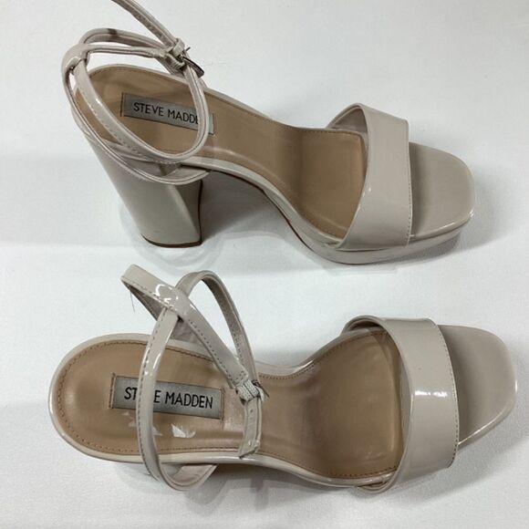 Steve‎ Madden lessa Patent leather open toe ankle strap Block heel sandal - Picture 6 of 16